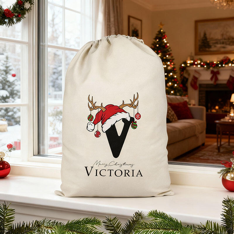 Personalised Name Christmas Gift Bag with Custom Letter Creative Gift for Family