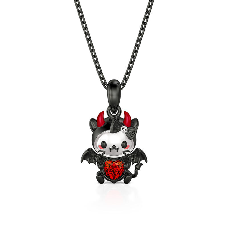 Jeulia Hug Me Little Devil Red Heart Necklace