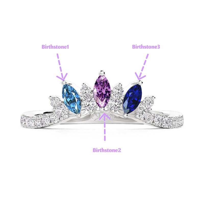 Jeulia Custom V-Shaped Three Marquise Cut Birthstone Ring