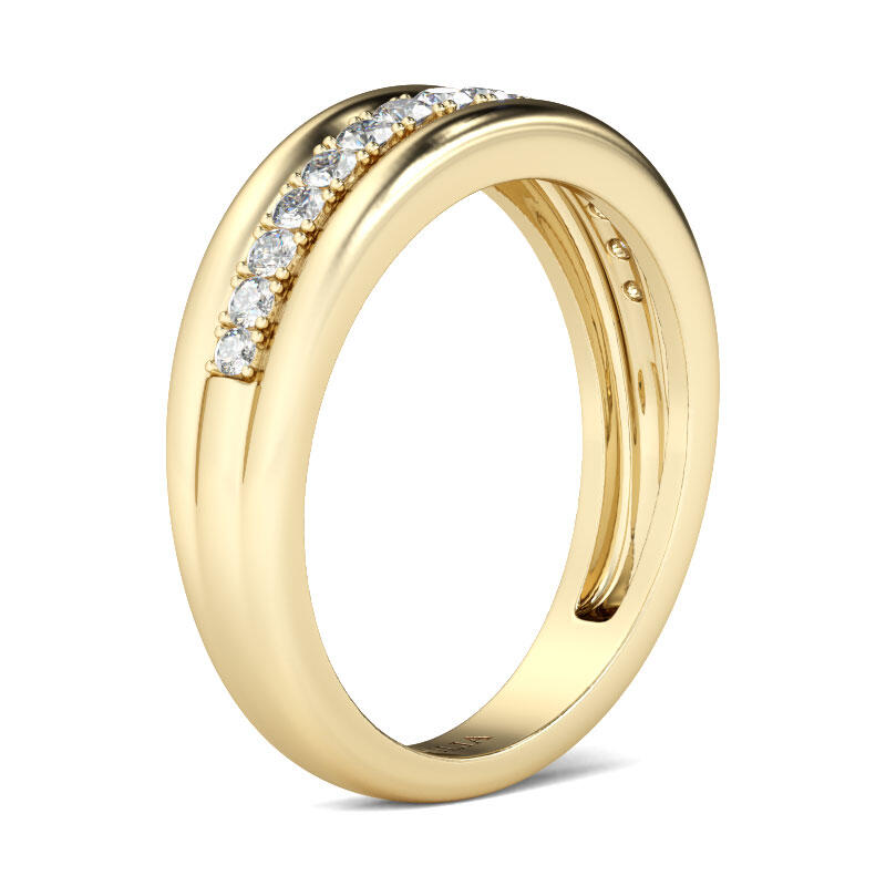 Jeulia Alianza Con Tono Oro Para Hombre De Talla Redonda En Plata De Ley