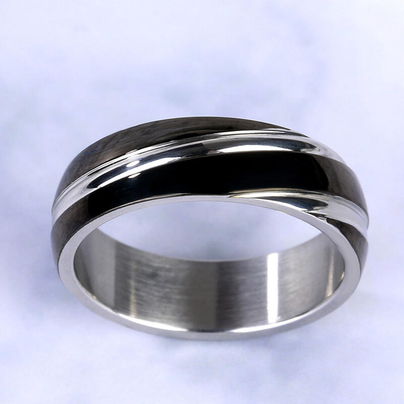 Jeulia Black Simple Titanium Steel Men's Band