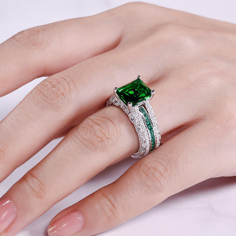 Jeulia Interchangeable Radiant Cut Sterling Silver Ring Set