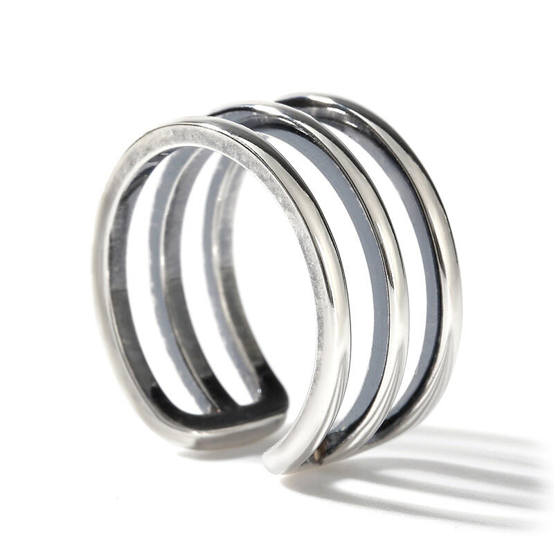Jeulia "It's Unique" Open Sterling Silver Men's Ring