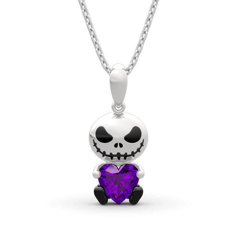 Jeulia Hug Me "Love Confession" Skull Heart Cut Sterling Silver Necklace