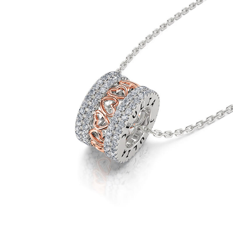 Jeulia Collar de plata de ley corazón en dos tonos