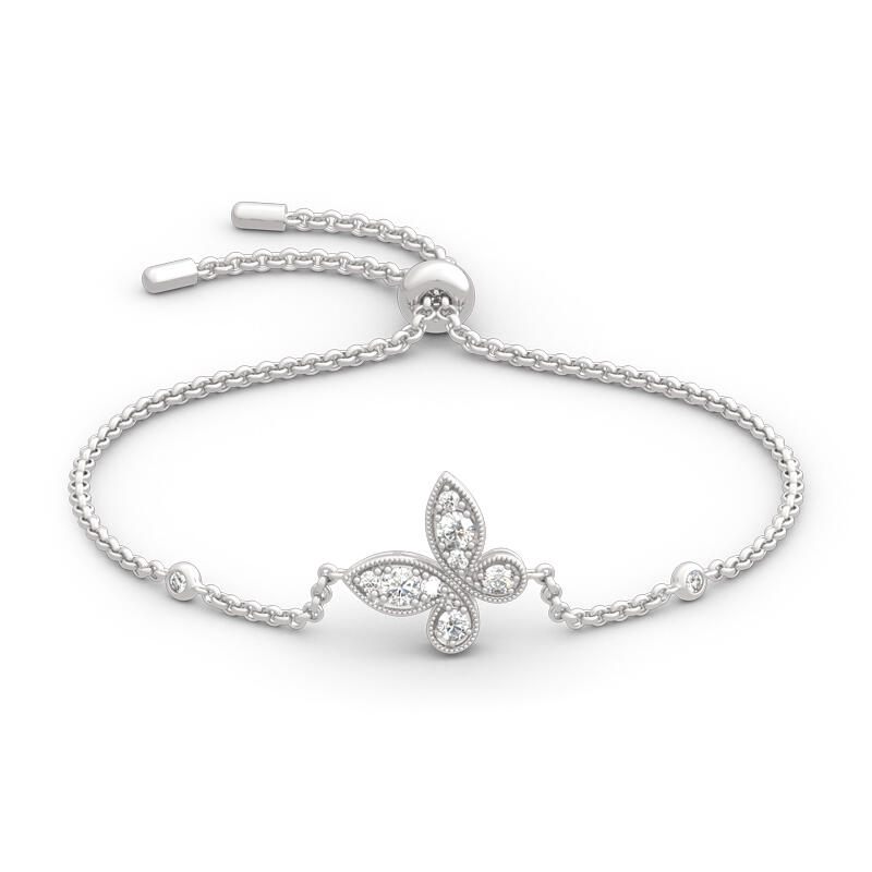 Jeulia Butterfly Round Cut Sterling Silver Bracelet