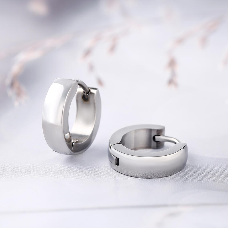 Jeulia Simple Men's Stainless Steel Hoop Earrings