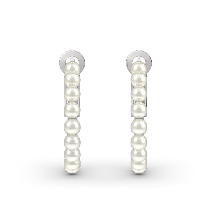 Jeulia Cultured Pearl Sterling Silver Hoop Earrings