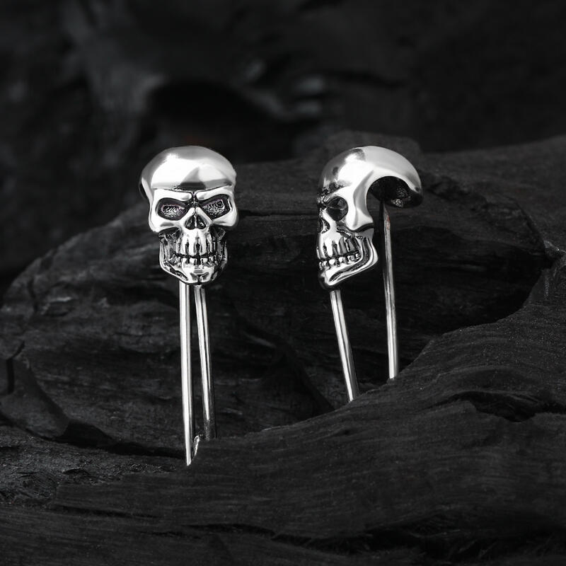 Jeulia "Skeleton Pin" Skull Sterling Silver Earrings