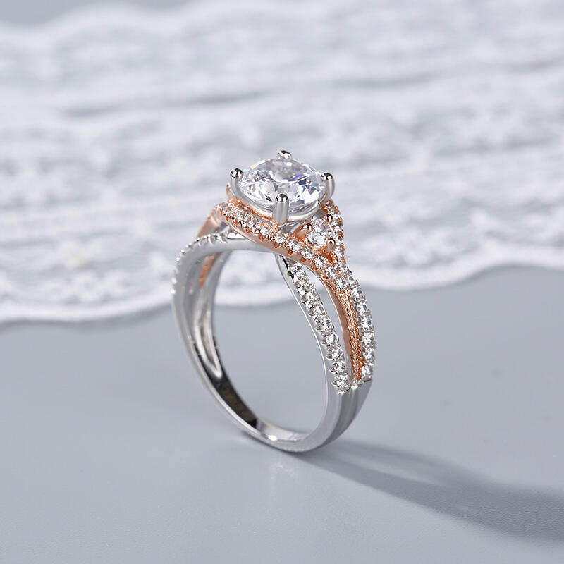 Jeulia Anillo Con Halo De Talla Redonda En Plata De Ley