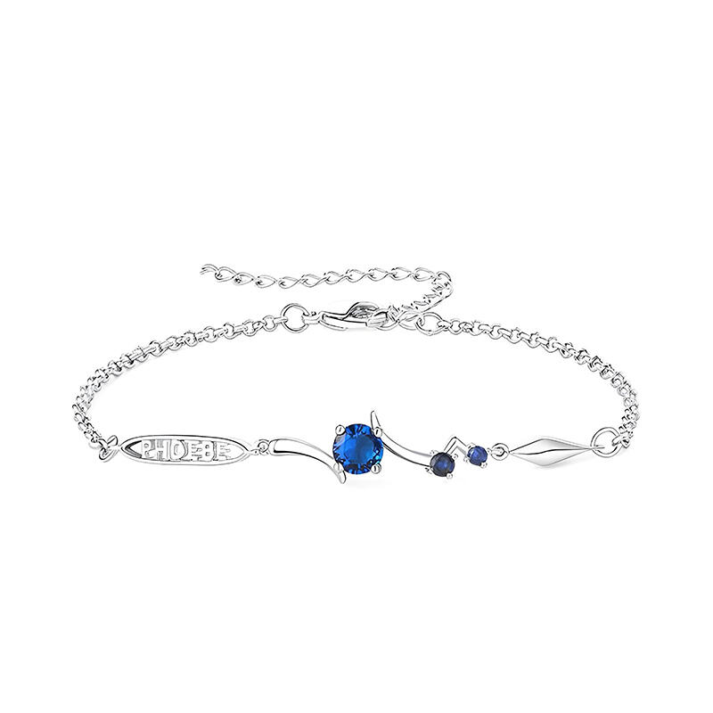 Jeulia Pulsera de nombre personalizado de nombre de plata de ley para mujer