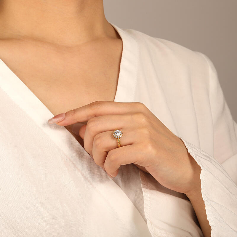 "Balmy You" Round Cut Halo Engagement Ring