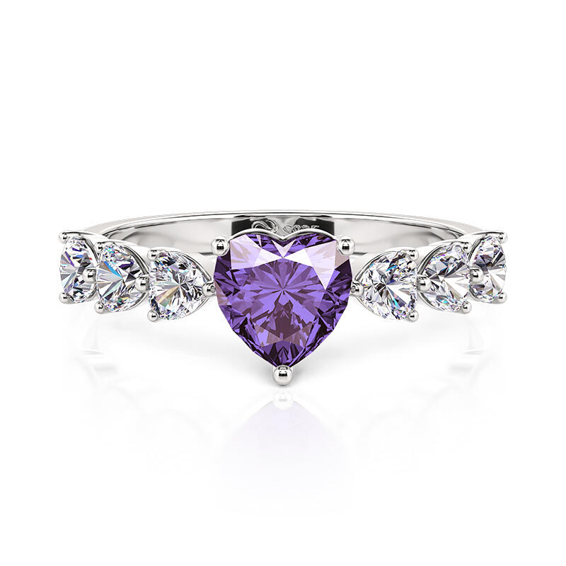 Jeulia Custom Heart Promise Ring with Birthstone Sterling Silver