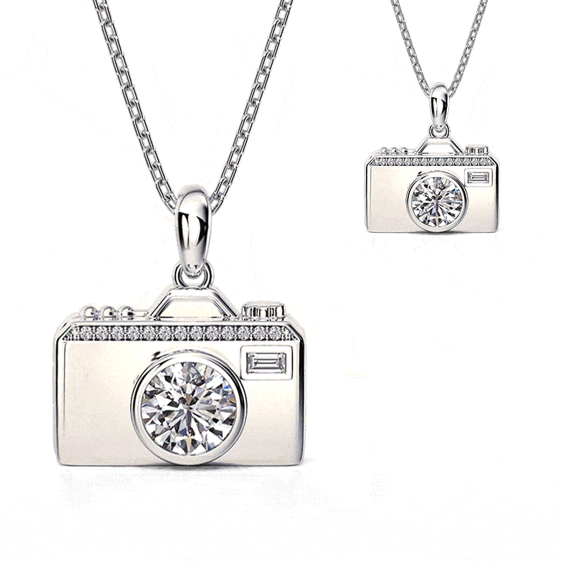 Jeulia Unique Camera Custom Photo Locket Necklace