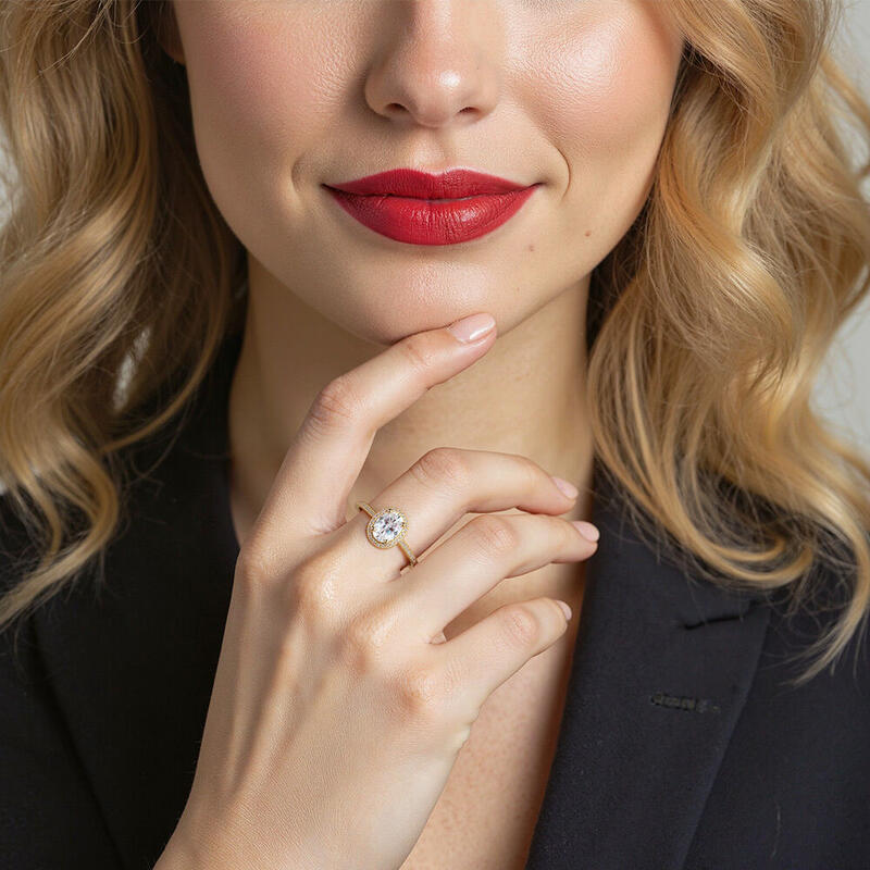 "All for You" 1.5ct Oval Cut Halo Engagement Ring