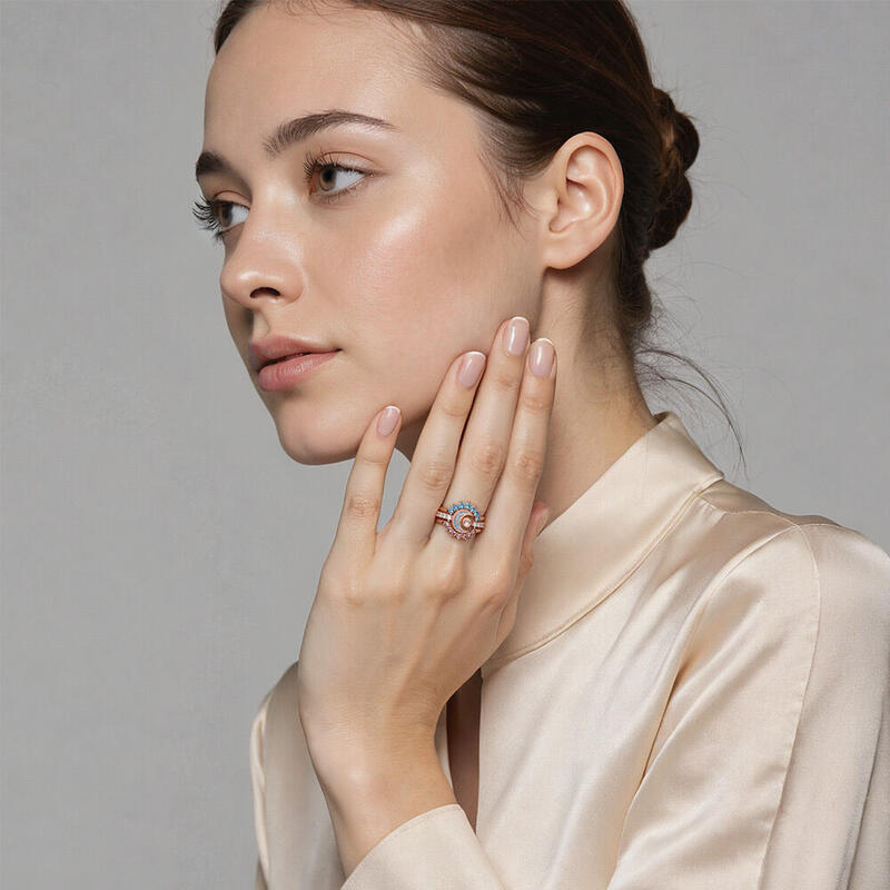 "Im Strahlenmeer badend" Rundschliff Ringset