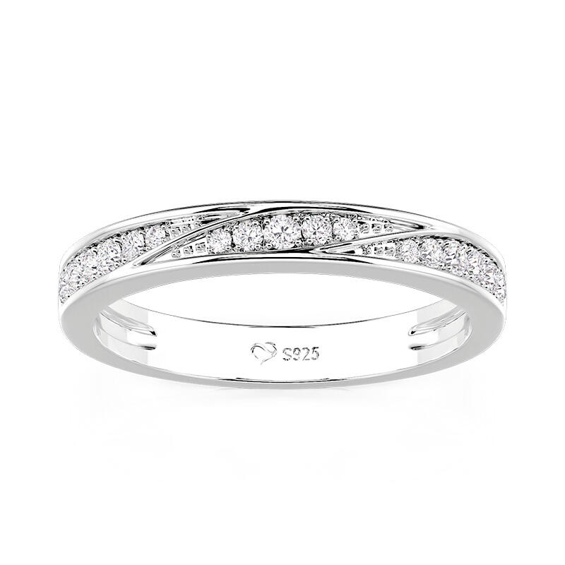 Jeulia Anillo de Boda con Diseño de Onda Trenzada Redondo Pavé para Mujer