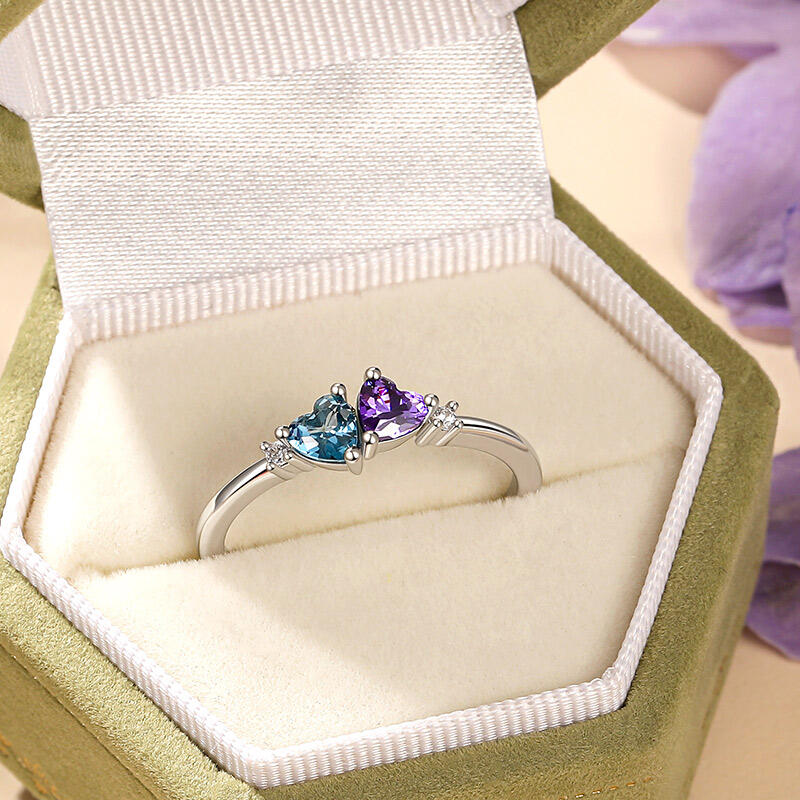 Jeulia Custom Simple Double Heart Engagement Ring