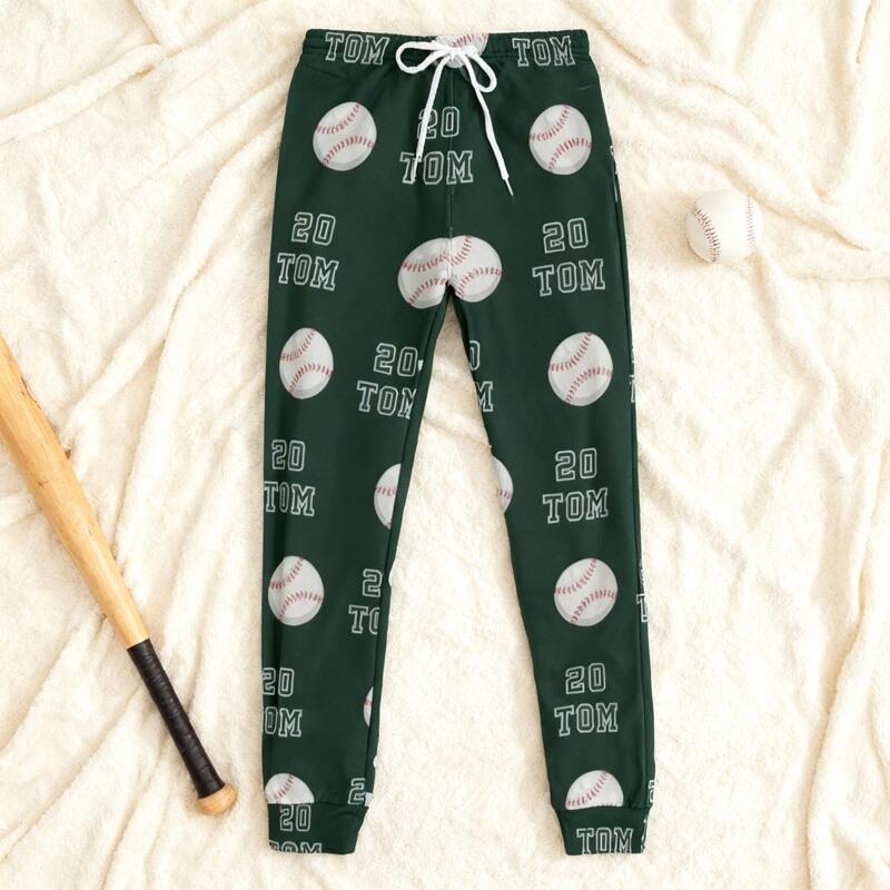 Personalized Unisex Sweatpants Custom Name and Number Baseball Design Gift for Sports Lovers