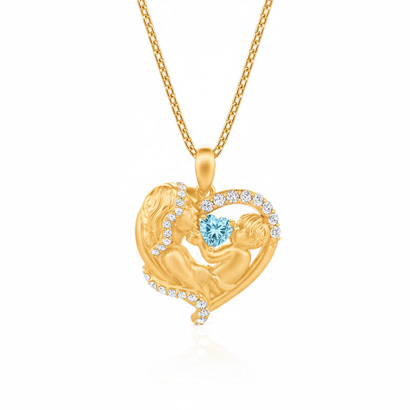 Jeulia Custom Mother and Child Necklace with Heart Birthstone