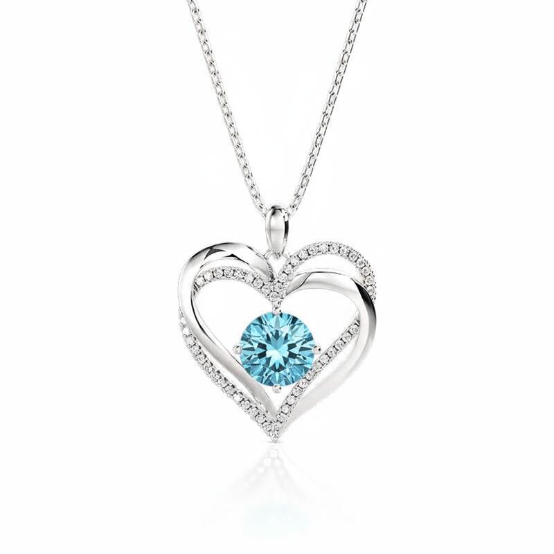Jeulia "Eternal Love" Double Heart Custom Necklace With Birthstone