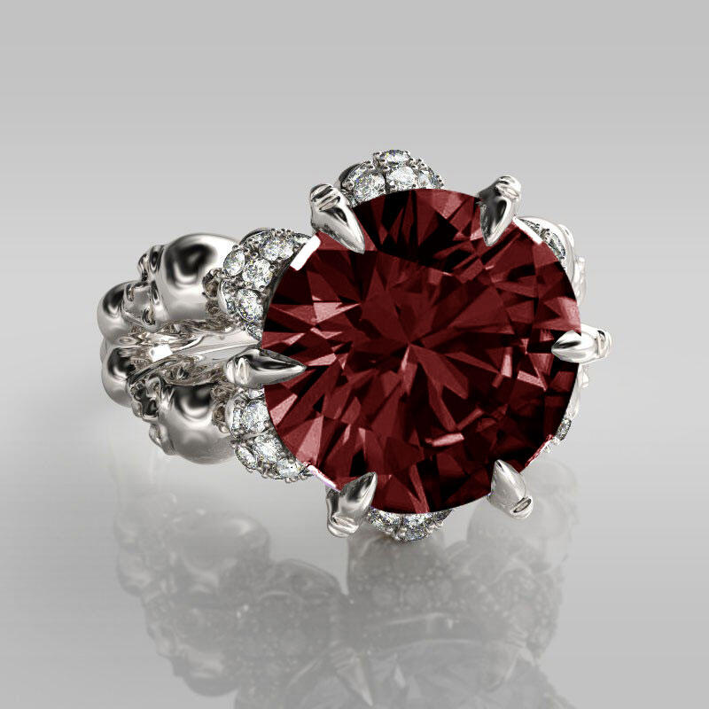 Jeulia Anillo Vintage De Caravera De Talla Redonda En Plata De Ley
