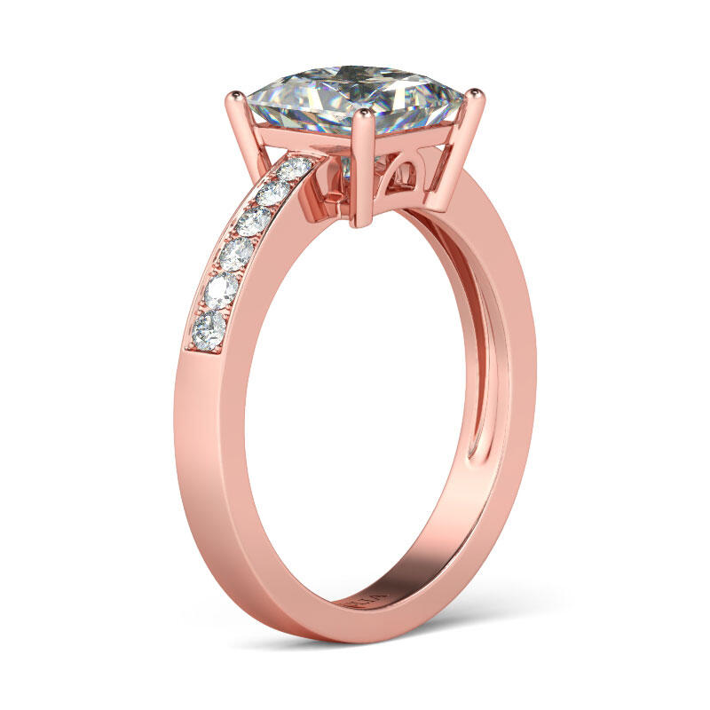 Jeulia Rose Gold Tone Princess Cut Sterling Silver Ring