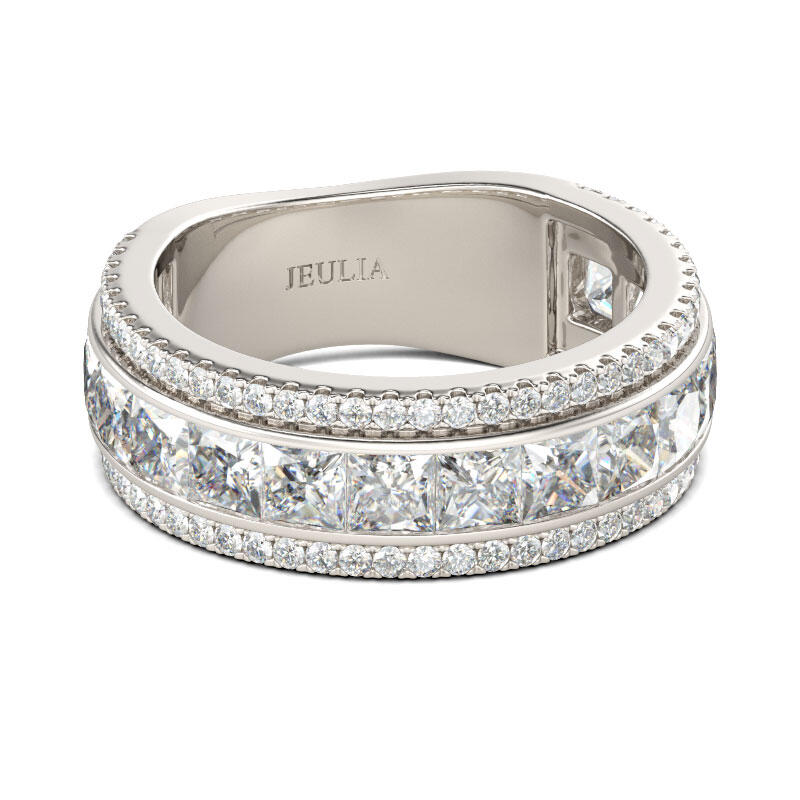 Jeulia Simple Princess Cut Sterling Silver Women's Band