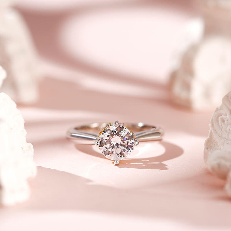 Jeulia Bague de Fiançailles en Argent Sterling Coupe Ronde