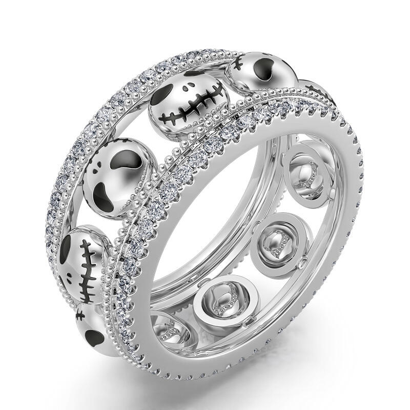 Jeulia Anillo clásico de plata de ley con calaveras para amor