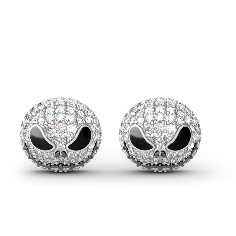 Jeulia "King of Halloween Town" Sterling Silver Skull Earrings