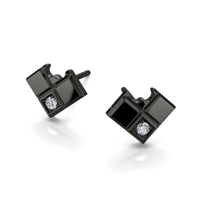 Jeulia Black Brown Sterling Silver Stud Earrings