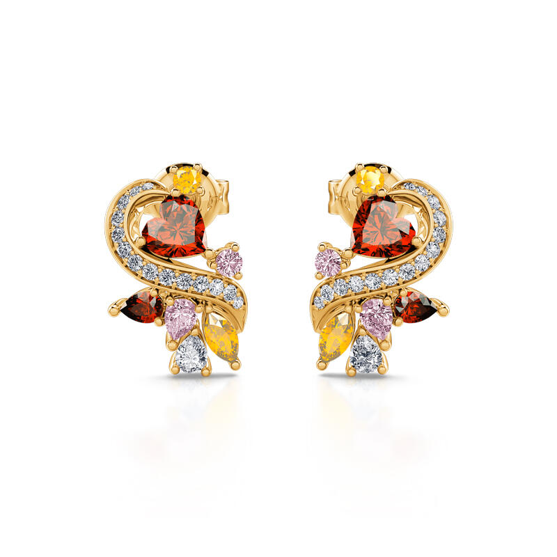 Jeulia "You Make My Heart Full" Heart Sterling Silver Stud Earrings