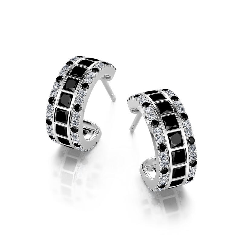 Jeulia Pendientes de aro de plata de ley con corte de princesa