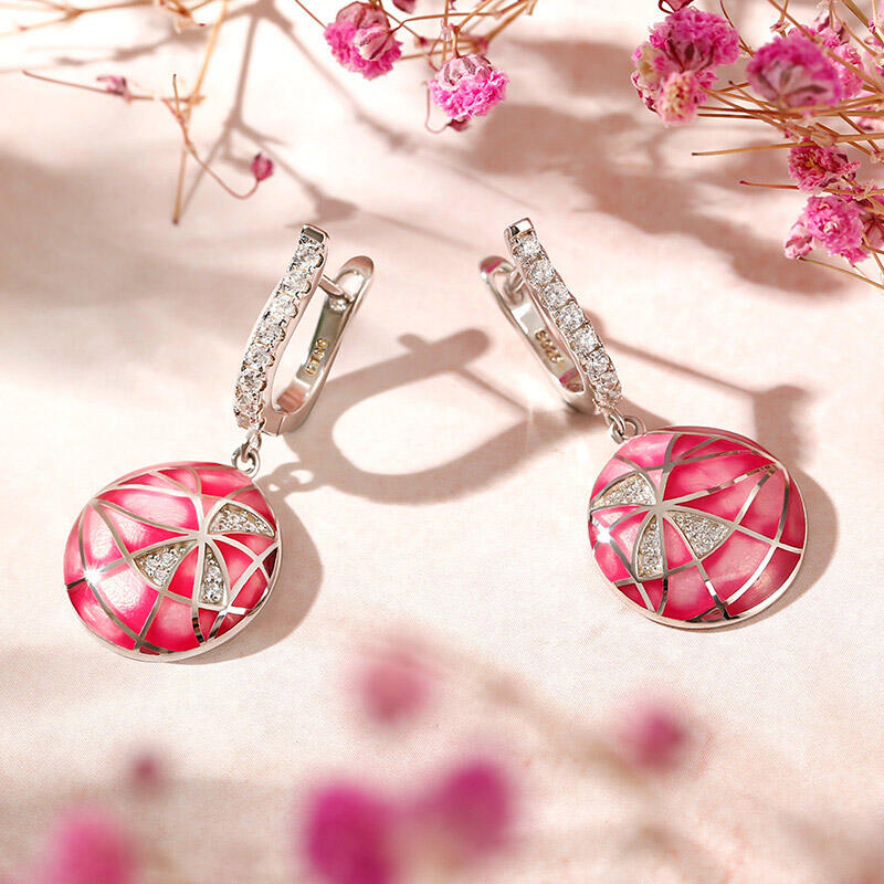 Jeulia "Curve" Enamel Sterling Silver Drop Earrings