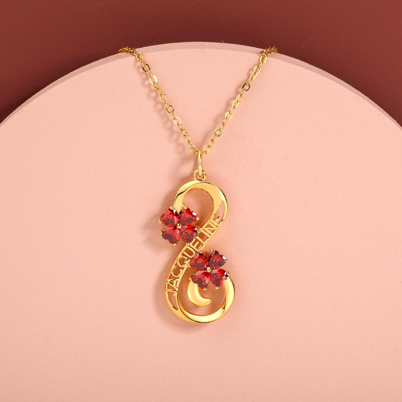 Jeulia Personalized Name Infinity Heart Birthstones Sterling Silver Necklace