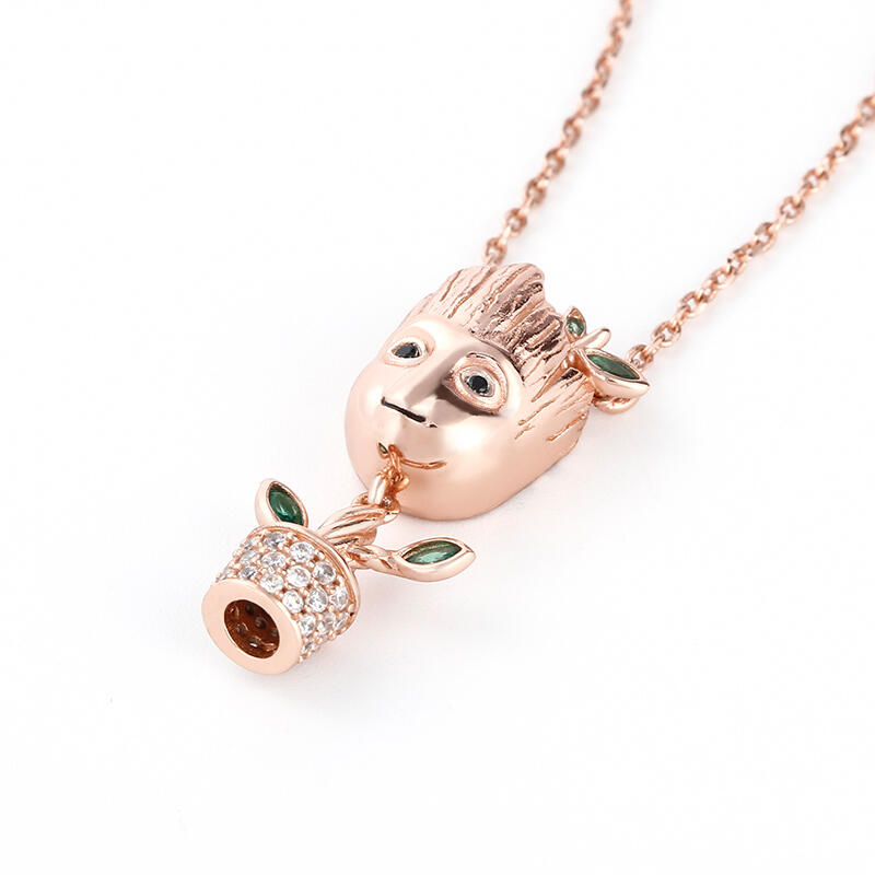 Jeulia Cartoon Tree Man Sterling Silver Dangle Necklace