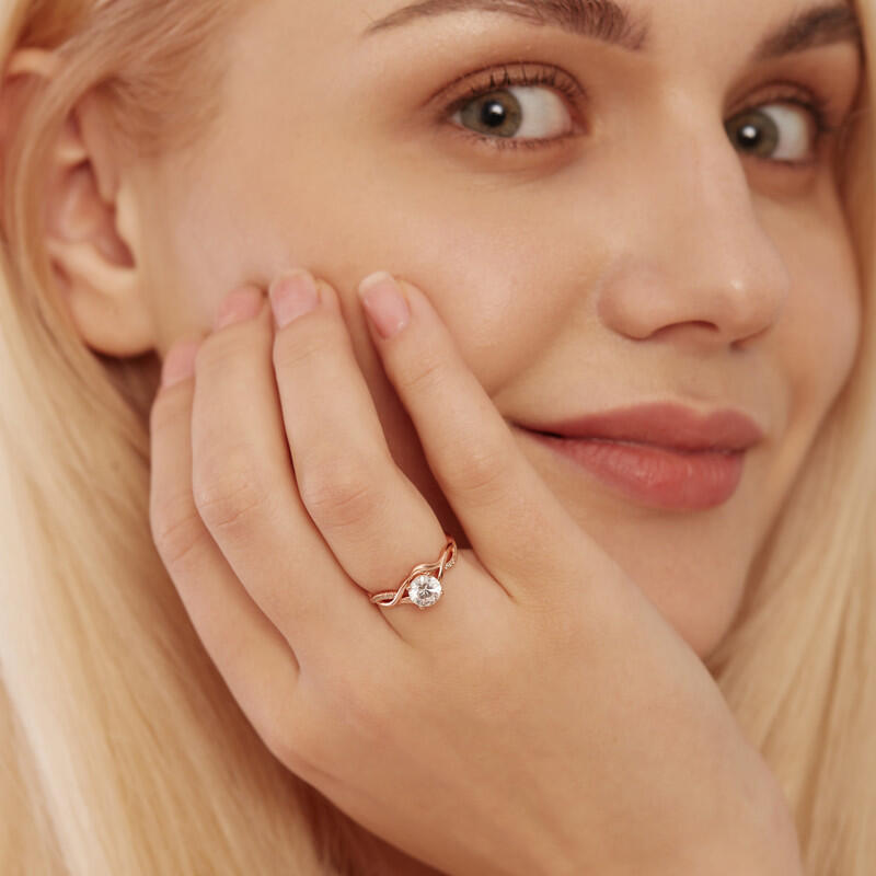 "Here With You" 0.8ct Round Cut Side Stone Engagement Ring