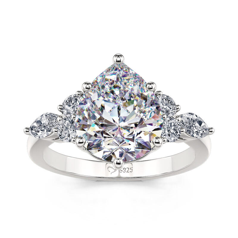 Jeulia Pear Cut Sterling Silver Ring