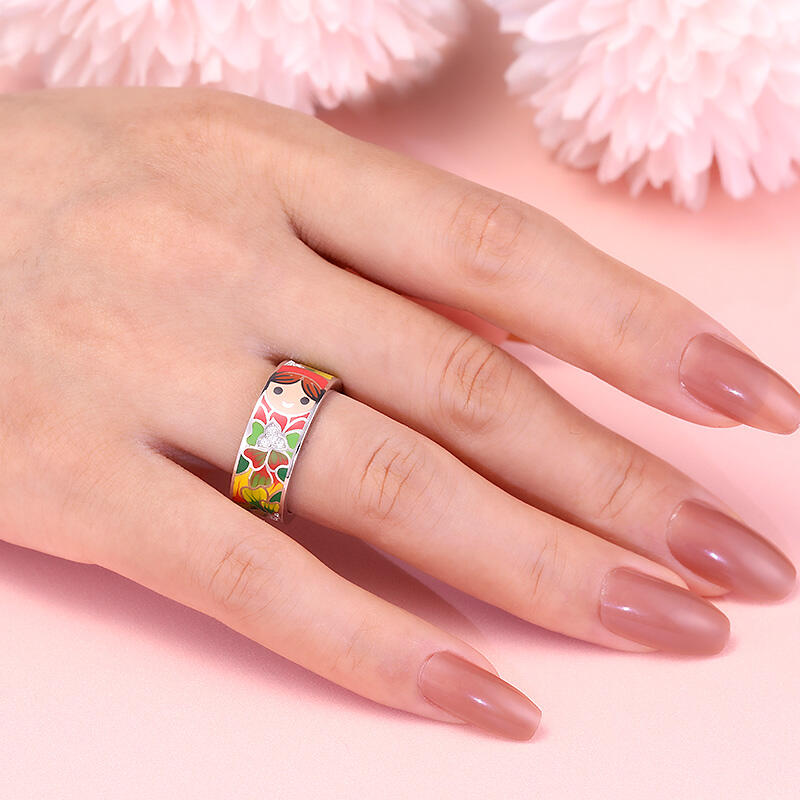 Dreamy Garden "Make a Smile" Enamel Sterling Silver Women's Band