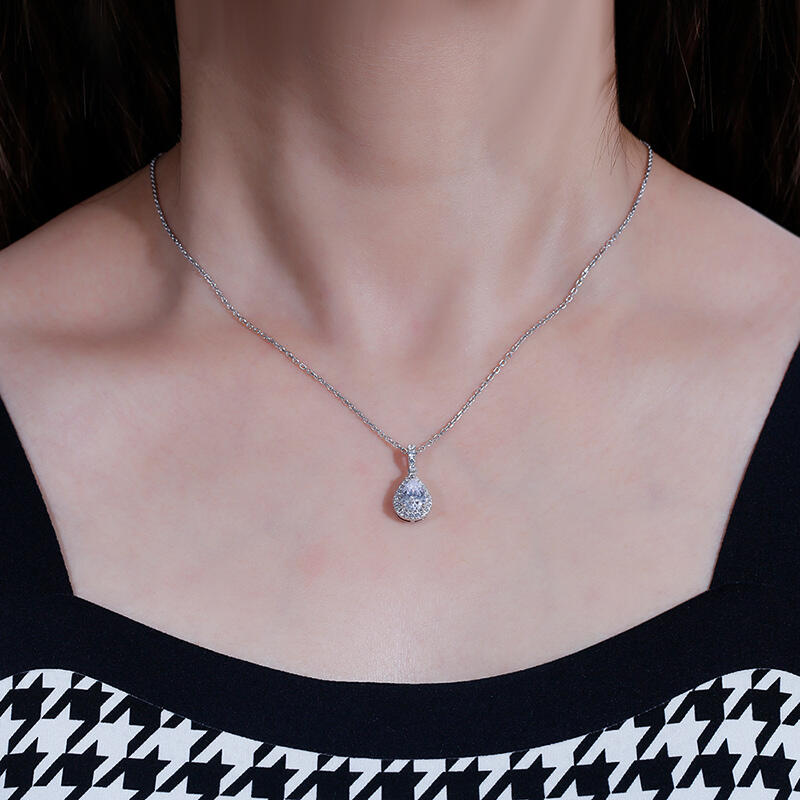 Jeulia Collar 10K/14K/18K oro de corte pera halo para mujer