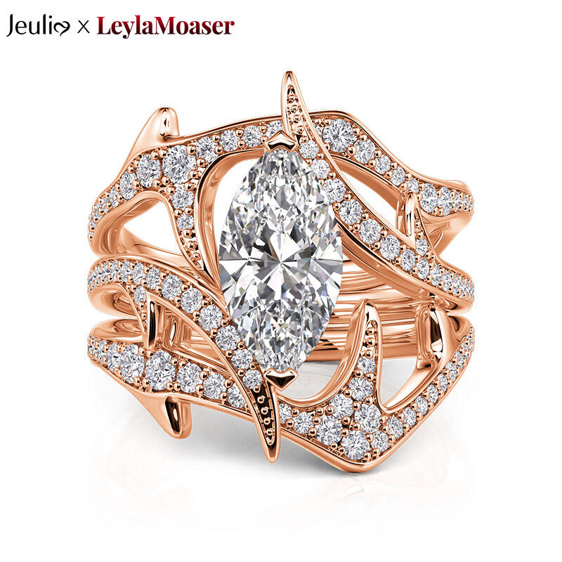 Jeulia x Leyla Thorn Bush Women Rose Gold Ring Set