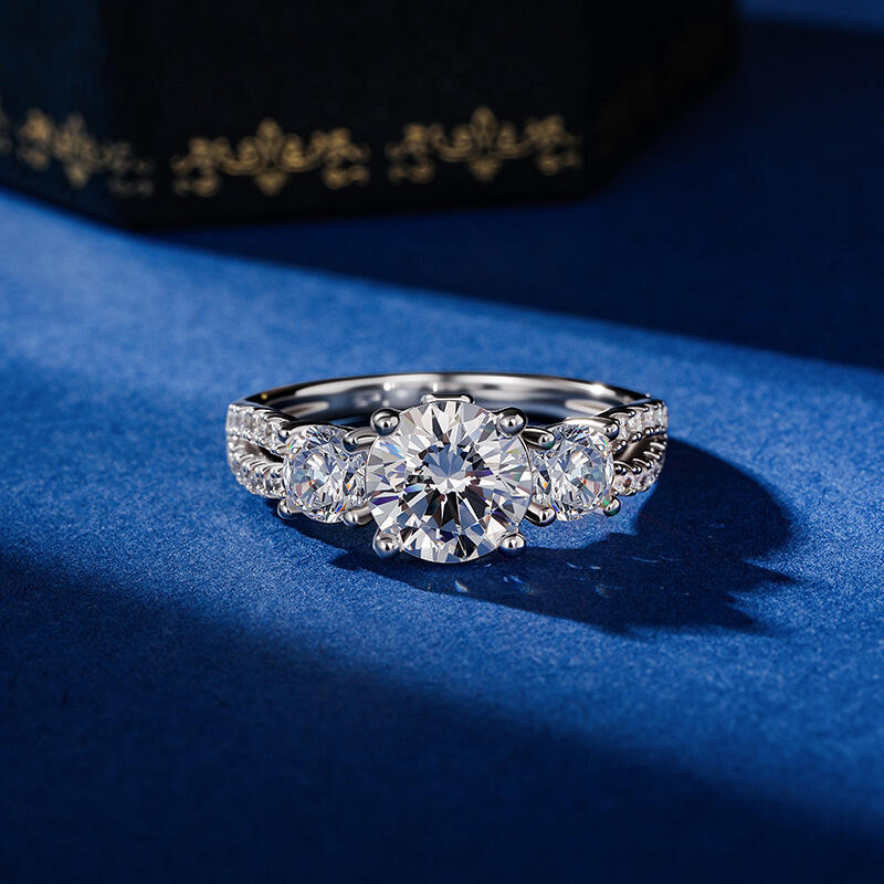 Jeulia Bague de Fiançailles Trois Pierres Tordues en Argent Sterling