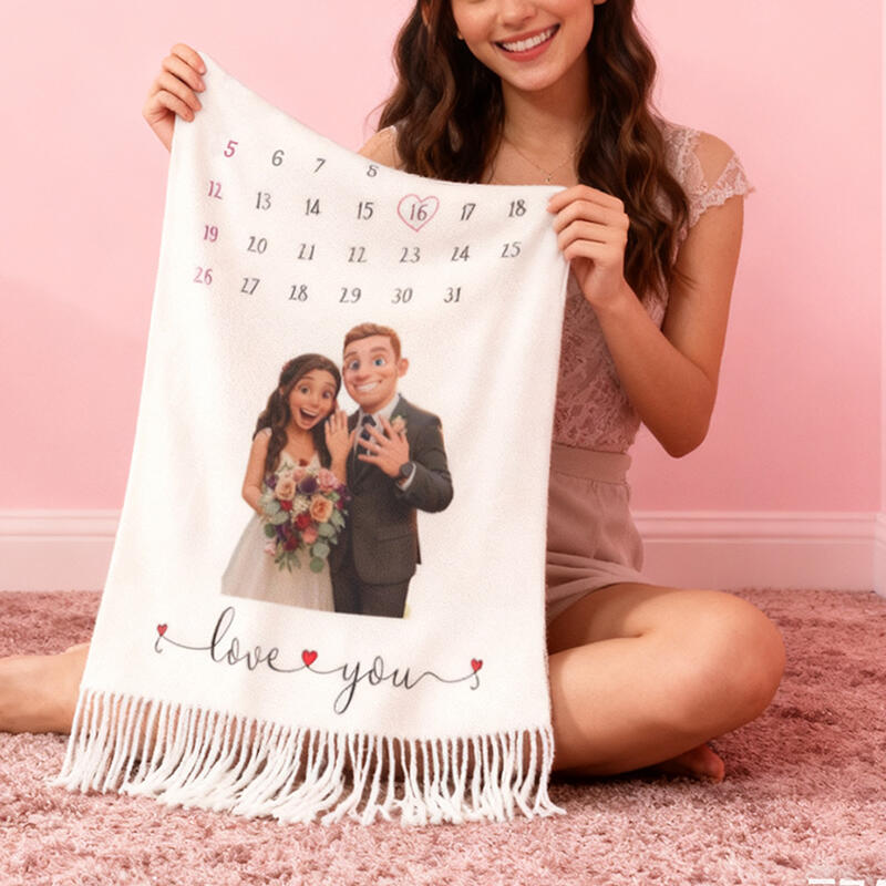 Custom Scarf Cartoon Style Photo Couple Wedding Thank You Gift for Friends