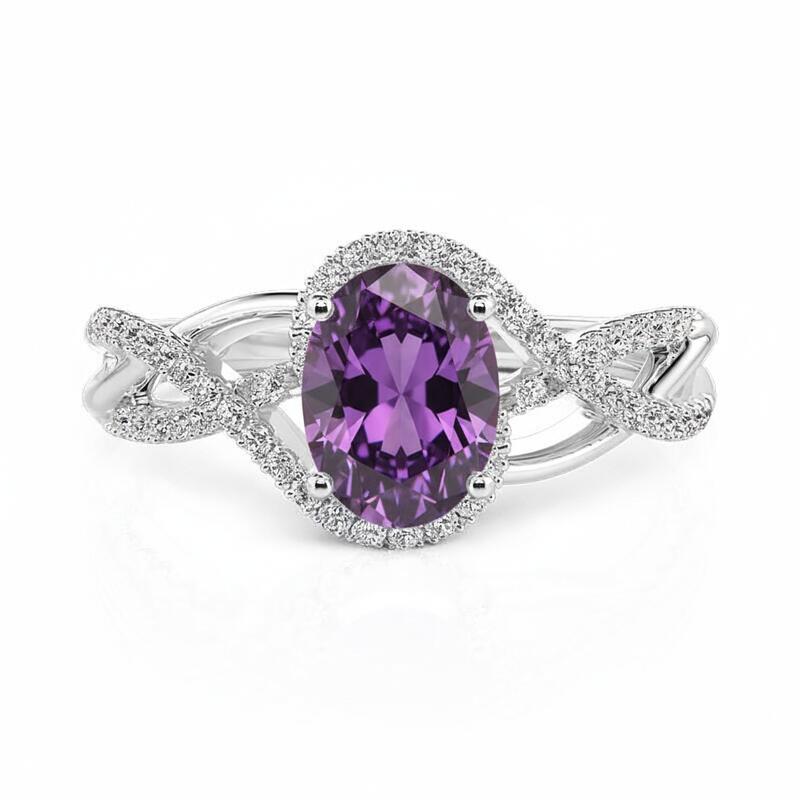 Jeulia Double Twist Custom Oval Birthstone Ring