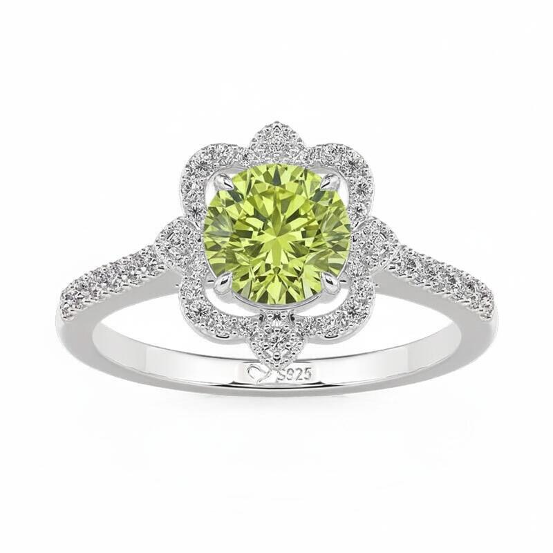 Jeulia Hollow Halo Custom Round Cut Engagement Ring with Birthstone