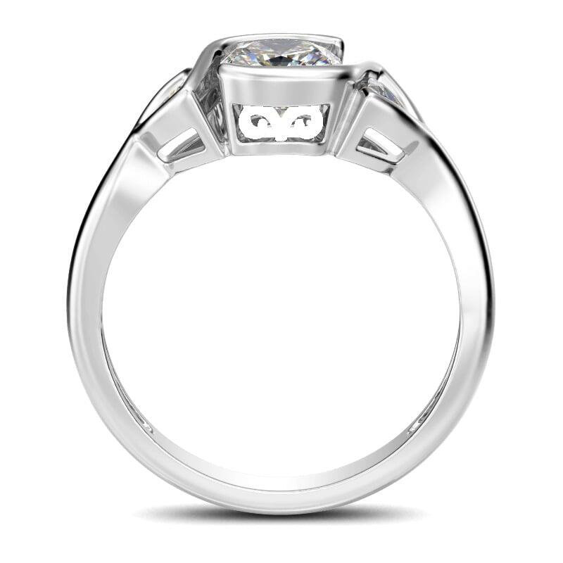 Jeulia Drei Steine Kissenschliff Sterling Silber Personalisiert Ring