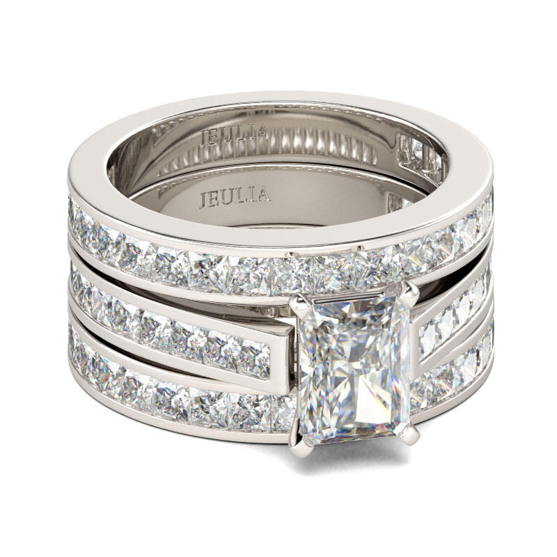 جوليا طقم خواتم قطع مشع من الفضة الإسترليني مجموعة من ثلاث حلقات