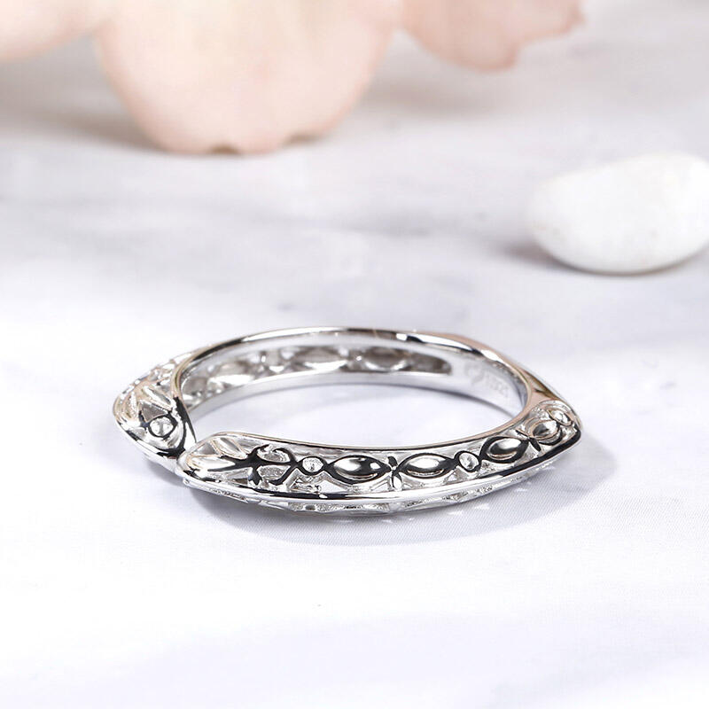 Jeulia Vintage Sterling Silver Women's Band