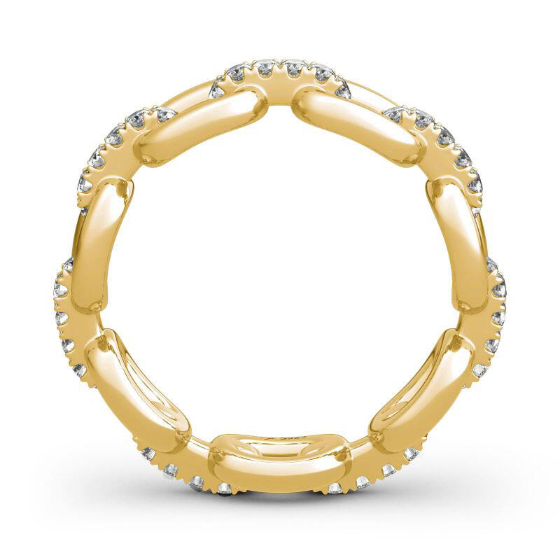 Jeulia Chain Link Round Cut Sterling Silver Women's Band